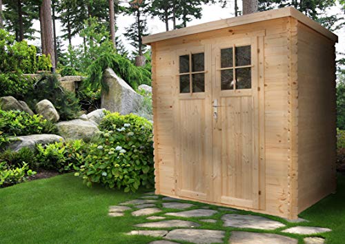 TIMBELA M310F Abri de jardin en bois exterieur - Chalet en Pin / épicéa- Toit plat - 2.63m2
