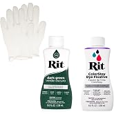 Rit Liquid Dye with ColorStay Fixative Bundle &ndash; All in One Kit with Gloves to Reduce Color Bleed (Dark Green)