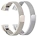bayite Stainless Steel Bands Compatible Fitbit Alta and Alta HR, Milanese Loop Women Men Pack of 2, Silver and Champagne Gold 5.5