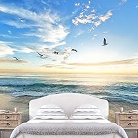 Wall Mural Beach Seascape Removable Self-Adhesive Wallpaper Wall Decoration for Bedroom Living Room - 66x96 inches