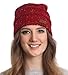 Brook + Bay Cable Knit Beanie Winter Hat for Women - Warm, Chunky, Soft Stretch, Thick & Cute Knitted Caps for Cold Weather Maroon