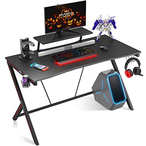MOTPK Gaming Desk 39 Inch, Computer Desk with Monitor Shelf, Gaming
