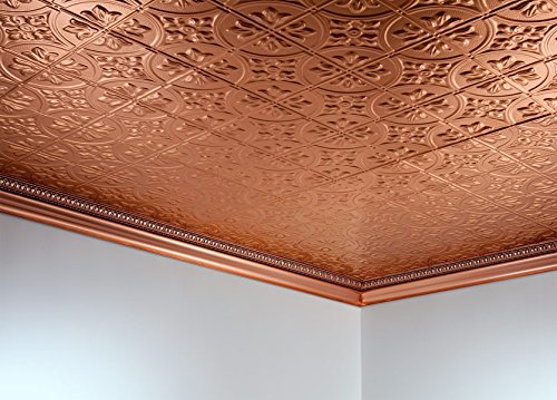 Fasade Easy Installation Traditional 2 Polished Copper Glue Up Ceiling Tile / Ceiling Panel (2' x 4' Panel)