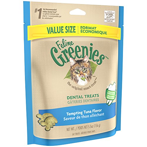 FELINE GREENIES Natural Dental Care Cat Treats Tempting Tuna Flavor, 5.