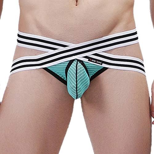 Paixpays Men's Breathable Performance Stripe Thong Briefs