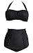 Cocoship Retro Ruched High Waist Bikini Floral Polka Dot Vintage Swimsuit(FBA)