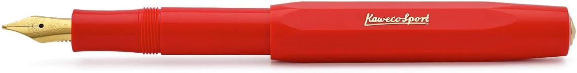 Kaweco CLASSIC SPORT Fountain Pen Red with Gold-Plated Steel Nib and Iridium Tip for Ink Cartridges I Sport Fountain Pen 13 cm I Nib: F (Fine)