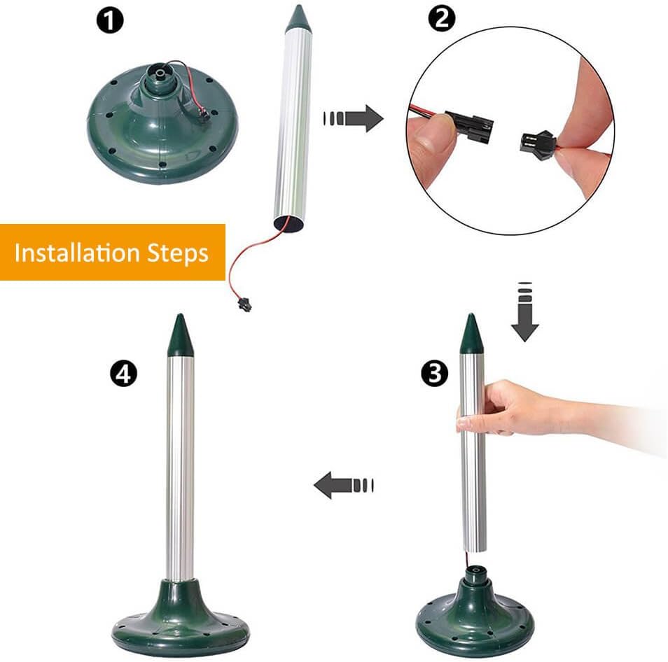 Tektree Outdoor Mole Ultrasonic Pest Repeller, Solar Chaser Repel Repellent Gopher Vole Rodent Mice Rats Squirrel Shrew,Waterproof Pest Control, Use in Garden Yard Lawn Farm-2 Pack