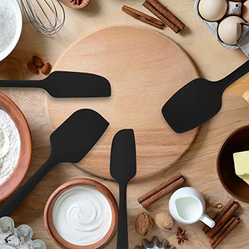 Kaluns 5-Piece Spatula set Black Includes 4 Silicone Spatulas and One 9" Tong, Rubber Kitchen Tools for Cooking, Baking and Mixing, Strong Stainless steel core design, Non-stick, 600F Heat resistant - Thumbnail 2