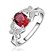 NYKKOLA New Arrival 925 Silver Beautiful Ruby Diamond Fashion Band Ring for Women Lady Lovers(O)