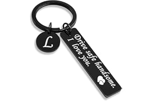 OUMILAN Drive Safe Keychain 26 Letters Keychain Gifts for Boyfriend Couple Husband Dad Birthday Valentines Day Gifts