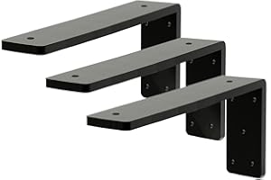 WALWE Countertop Support Bracket 12 Inch 3 Pack 3/8" Thick Heavy Duty Granite Support Bracket 12"x6"x2.5" L Shape Shelf Bracket Iron Metal Support Brackets for Granite Quartz Wood Laminate Countertops