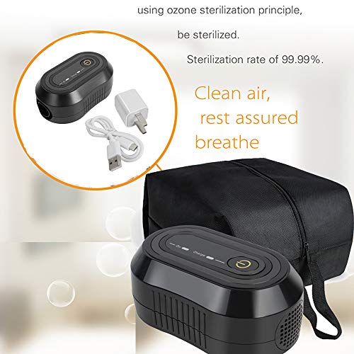 Denshine Black Mini CPAP Cleaner, Portable CPAP Cleaner and Sanitizer Includes Sanitizing Bag, CPAP Cleaner Disinfector for Masks, Cushion, 22mm Diameter of Tubing and Household Sterilization Cleaning