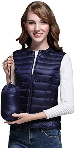 Worthit ダウン ベスト レディース ライト インナーダウン 登山 軽量 防寒 新着セール 丸首 ネイビー 防風 秋冬春 S Wi16 ダウンベスト 暖かい