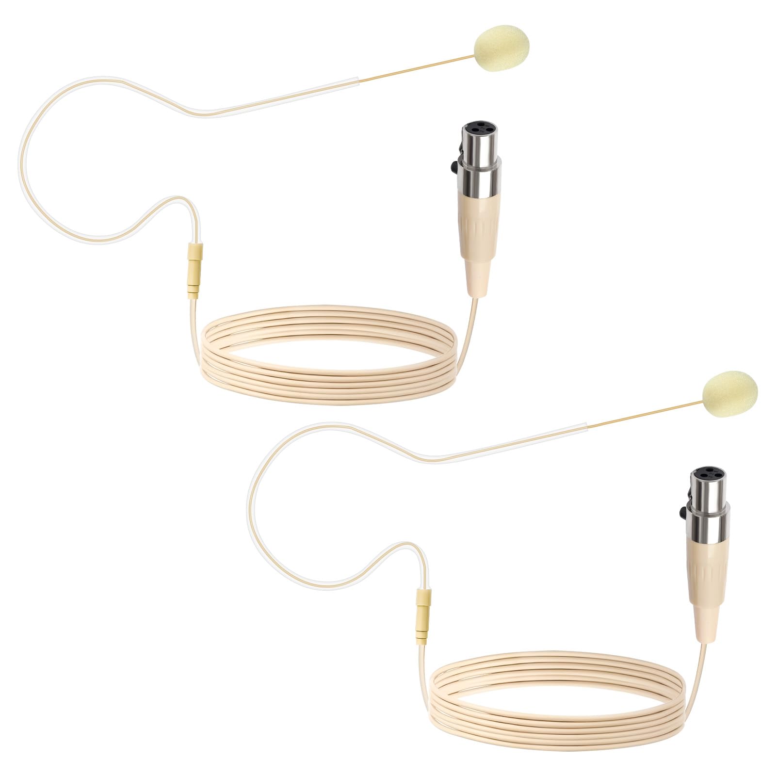 Photo 1 of 2 Pack Headset Headworn Microphone Single Ear Headset Mic Mini XLR 3Pin TA3F Plug Hands Free Mic for AKG Samson with 1.5m Cable Windscreen,Work for Singing,Lecture,Stage