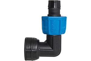 Watts AFE34 ANKA Series High Pressure Poly-Pipe Female NPT 90° Elbow, 3/4" x 3/4" Black Fitting w/Blue Tapered Nut Seals, High Grade Glass Fiber Reinforced Nylon, Agriculture & Irrigation