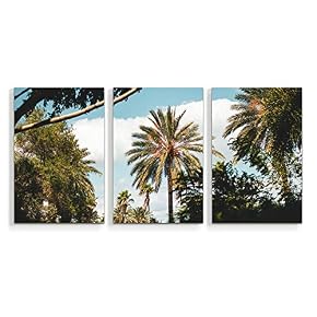 3 Piece Canvas Wall Art Beach Palm...