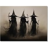 KTSIM Vintage Halloween Wall Art-Rustic Three Witches Poster For Home Party Wall Decor-Gothic Witchy Art Canvas Print Picture For Room Farmhouse Cottage Halloween Decor
