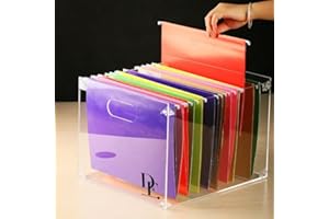 DAILY FAVORITES DF Acrylic File Holder with Handles - Acrylic File Organizer - Clear File Box for Letter Size/A4 Folder Holder - Desktop Hanging File Organizer (Without Partition)