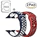 Apple Watch Band 42MM, JINGCI Sport Silicone Wristband Replacement Strap with Adjustable Buckle and Quick Release for Apple Watch Nike+ Series 3/2/1/Edition,2 Pack(42MM-red/black+blue/white)
