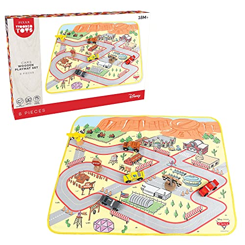 Disney Wooden Toys Disney Pixar Cars 8Piece Wooden Playmat Set with