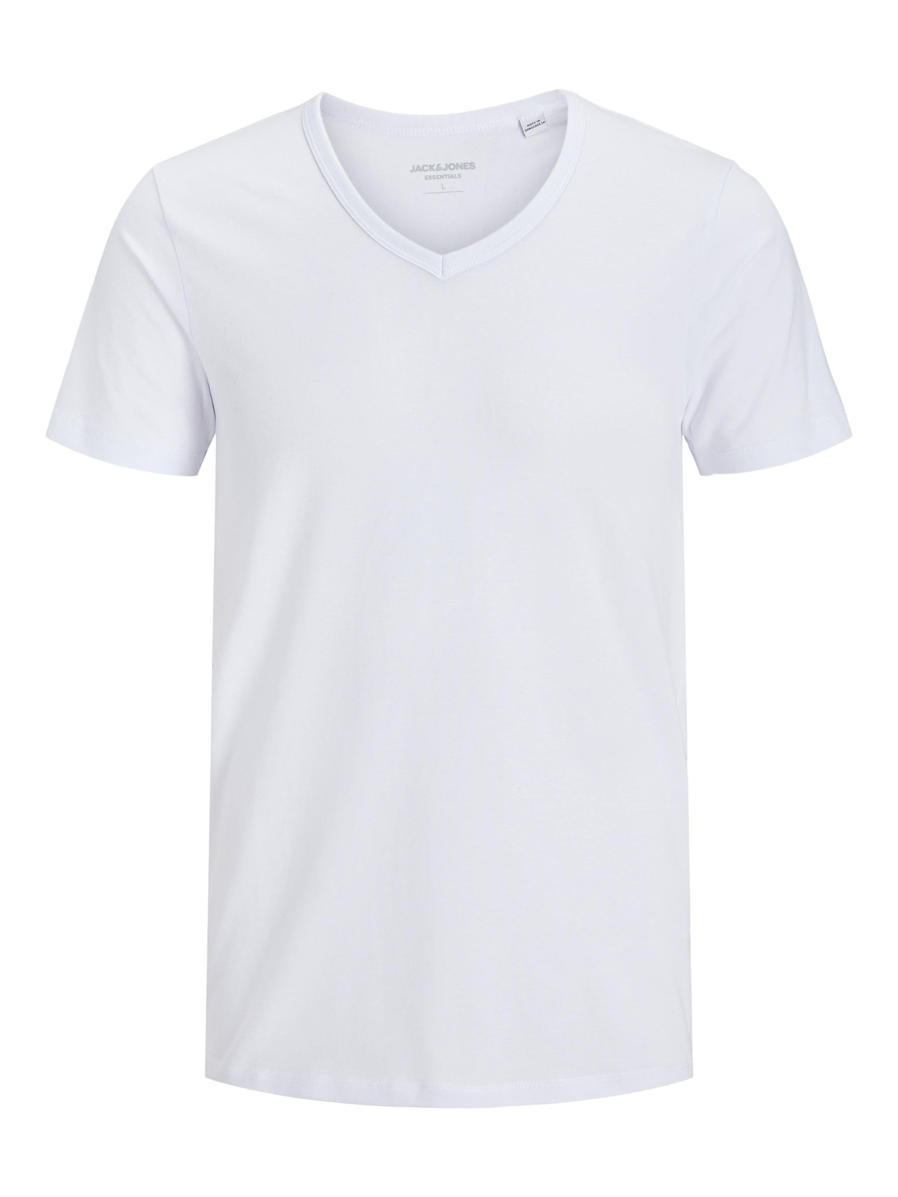 Jack and Jones Basic V-Neck Short Sleeve Men's T-Shirt Optical White X-Large