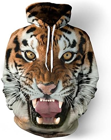 Unisex Realistic 3d Digital Pullover Sweatshirt Wolf Hoodie Hooded Sweatshirt Hoodie-DX093-L
