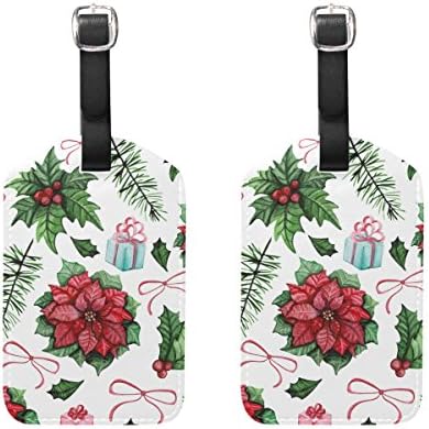 Top Carpenter 2 Packs Watercolor Campsis Flowers Luggage Hand-bag Claim Baggage ID Tag Travel Identifier Suit-case Label - Leather by