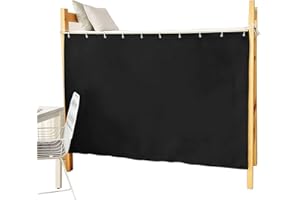 Lightolife Bunk Bed Curtains Blackout for Bottom Home Collage Dorm Twin, Black, 1 Panel