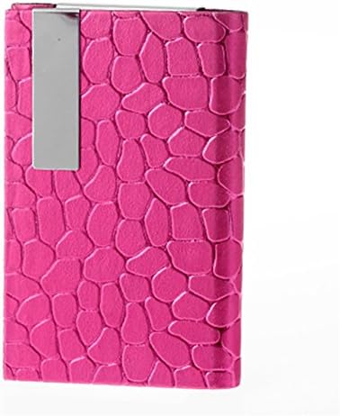 MGStyle Business Card Holder Case - Magnetic - Pink &amp; Silver Tone - PU Leather - Minimalist For Men Or Women