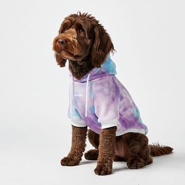 Tie Dye Dog Hoodie - Blue/Black/Grey Color Block, Cozy Pet Sweater, X-Small - View #13