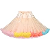 Warmoor Women's Elastic Waist Chiffon Petticoat Puffy Tutu Tulle Skirt Princess Ballet Dance Pettiskirts Underskirt
