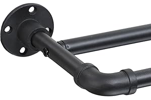 TWINKLETOOL Industrial Double Curtain Rods for Windows 31 to 95 Inch, Adjustable Telescoping 1 Inch Black Double Curtain Rod Set Heavy Duty Blackout Wrap Around Curtain Rods for Living room, Sliding Glass Door
