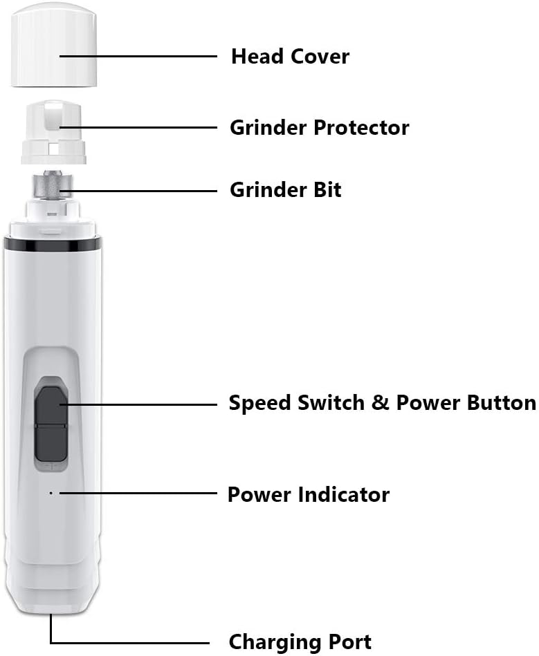DELOMO Pet Nail Grinder for Dogs & Cat Quiet, 2 Speed and 3 Ports Nail Grinder, Electric Dog Nail Trimmers, Portable and Rechargeable Dog Nail Grinder for Large Dogs, Trimming your Pets Nail Smoothing