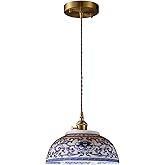 Ceramic Pendant Light, Chinese Blue and White Porcelain Pendant Light fixtures, Bedside Light, Hanging lamp for Kitchen Islan