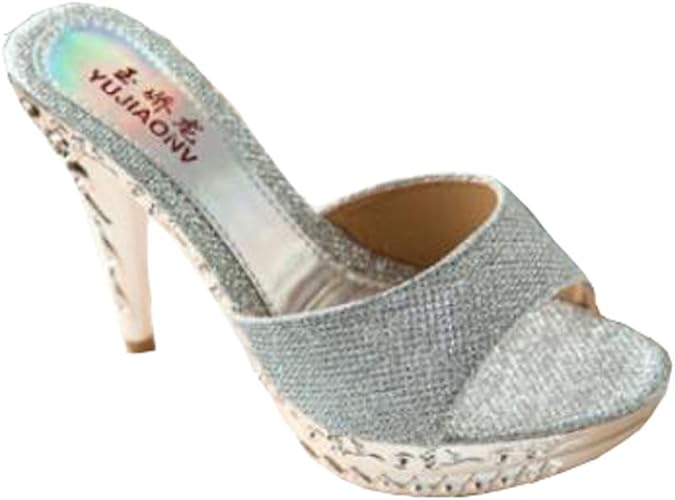 Amazon Yorkfine サンダル ハイヒール 大きいサイズ ヒール約11 5cm ミュール レディース 歩きやすい ミュール レディース ヒール サンダル レディース サンダル レディース 歩きやすい 22 5cm シルバー ミュール