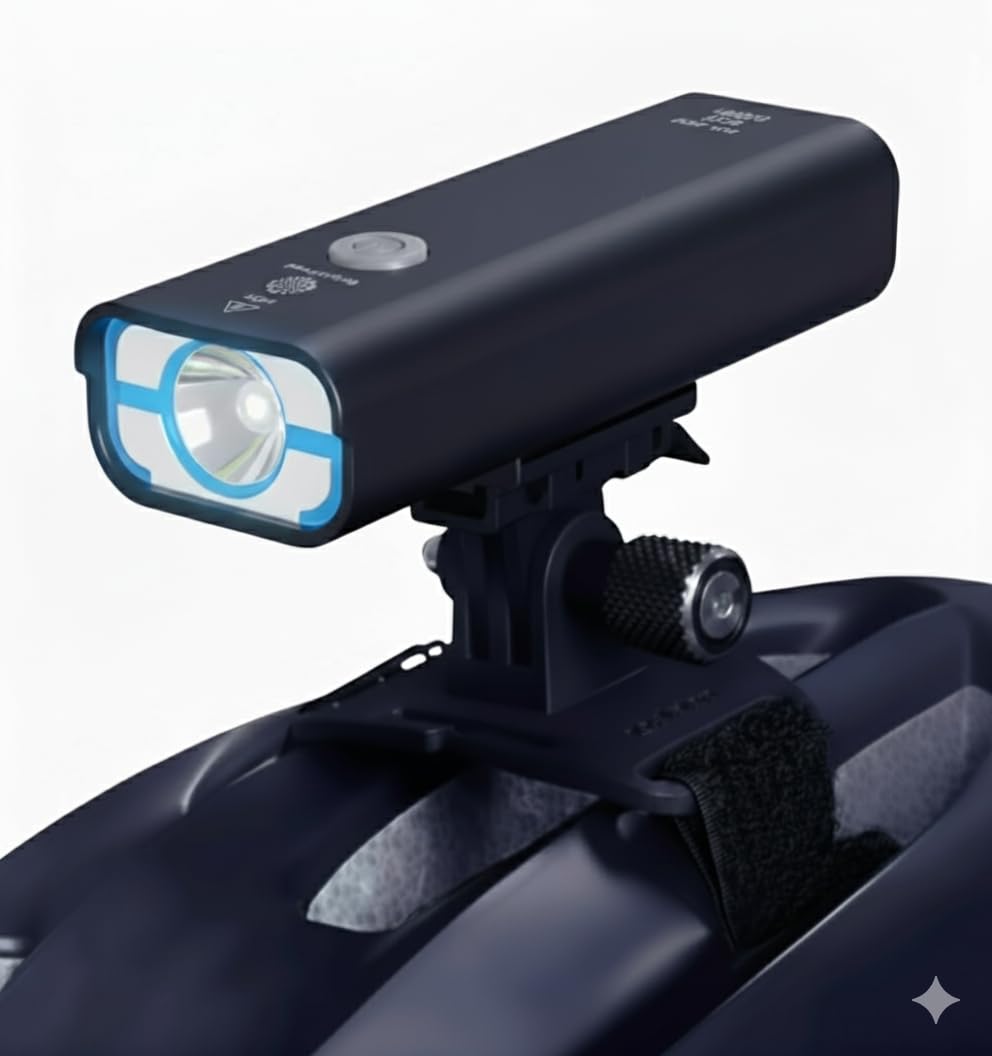 Photo 1 of BrightRoad Bike Helmet Light 8500 Lumens, Bike Headlight with 7 Modes, 650 Fit Distance, Rechargeable Bike Lights for Night Riding with Bicycle Light Mount Helmet Holder, Mountain Bike Headlight
