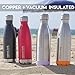 Thermo Tank Insulated Stainless Steel Water Bottle - Ice Cold 36 Hours! Vacuum + Copper Technology - 17 Ounce (Lavender + Steel, 17oz)