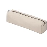 YONBEN Canvas Pencil Case Stationery Bag Pencil Case Storage Cosmetic Bag (Beige, S)