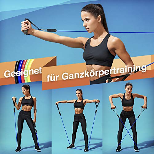 Exercise Resistance Bands Set Strength Training Fitness Set Up to 100lb with Resistance Tubes, Handles, Ankle Straps, Door Anchor Home&Gym Workout Yoga Equipment Stackable Band Set For Men/Women