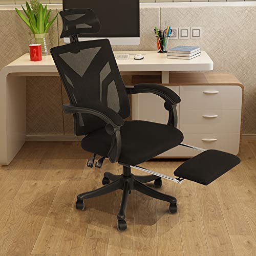 ORAF Home Office Chair Mesh Computer Desk Chair High Back mesh Rolling Swivel Reclining Back, Footrest, Adjustable Headrest ＆Seat Height - Black