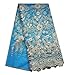 SanVera17 Flannel Fabric Laser Embroidery African Lace Net Fabrics Nigerian Guipure Cord Lace for Party Wedding (Sky Blue) 5 Yards