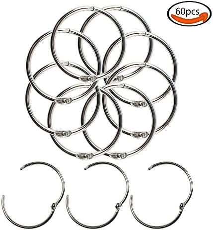 WXBOOM 60pcs Loose Leaf Binder Rings Metal Book Rings 1.5inch/38mm