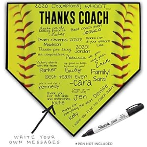 ChalkTalkSPORTS Softball Stiches Home Plate Plaque | Thanks Coach | Ready to Autograph