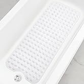 Linoows Bathtub and Shower Mats, Extra Long Non-Slip Bath Tub Mat 39 x 16 Inch, Machine Washable Bathmat with Suction Cups & Drain Holes for Bathroom Floor, White