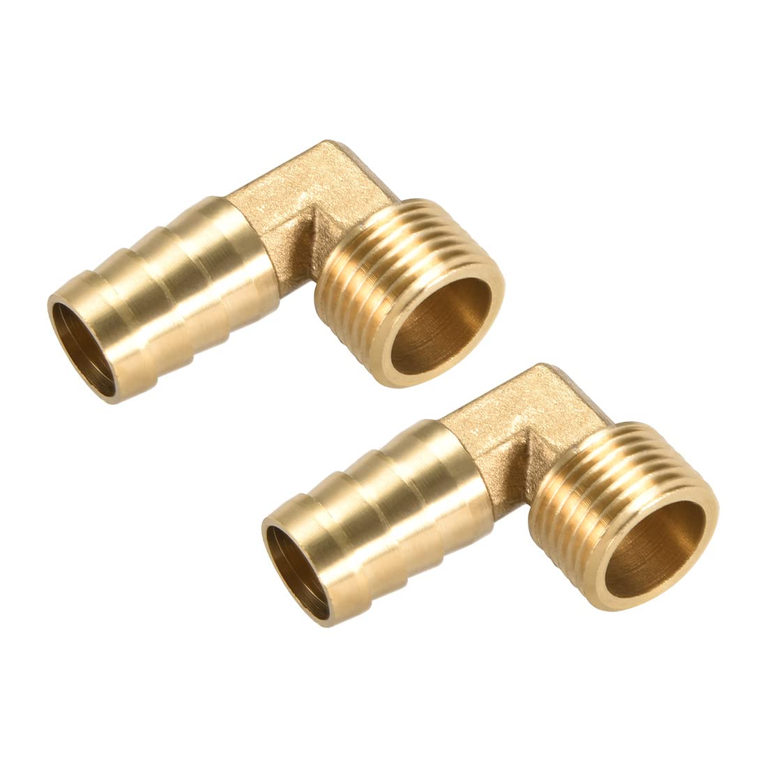 M METERXITY Brass Hose Barb Fittings - 90 Degree Elbow Brass 16mm Barbed Reducer Apply to Water Fuel (1/2 PT Male Pipe) — image 1