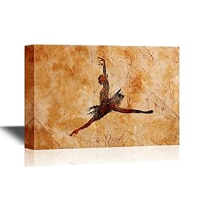 Canvas Wall Art - Ballet Dancer Jumping in The Air on Vintage Background - Gallery Wrap Modern Home Art | Ready to Hang - 12x18 inches