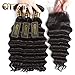 QTHAIR 10A Peruvian Loose Deep Wave Human Hair with Closure(16 18 20+14Free Part Closure,Natural Black) Peruvian Loose Deep Wave Virgin Hair Weave with 4x4 Swiss Lace Closure with Baby Hair