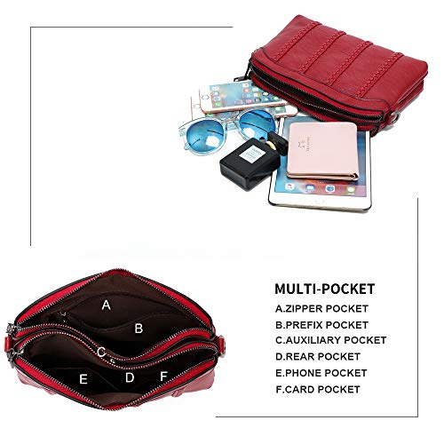 Crossbody Bag for Women Small Leather Phone Purse Wallet Shoulder Bag Trendy Ladies Wristlet Clutch(Red) - Thumbnail 5