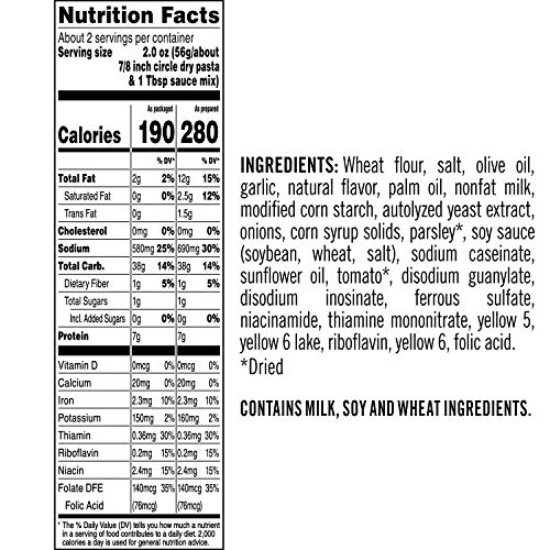 PASTA RONI GARLIC & OLIVE OIL VERMICELLI PASTA, 4.6 OZ
